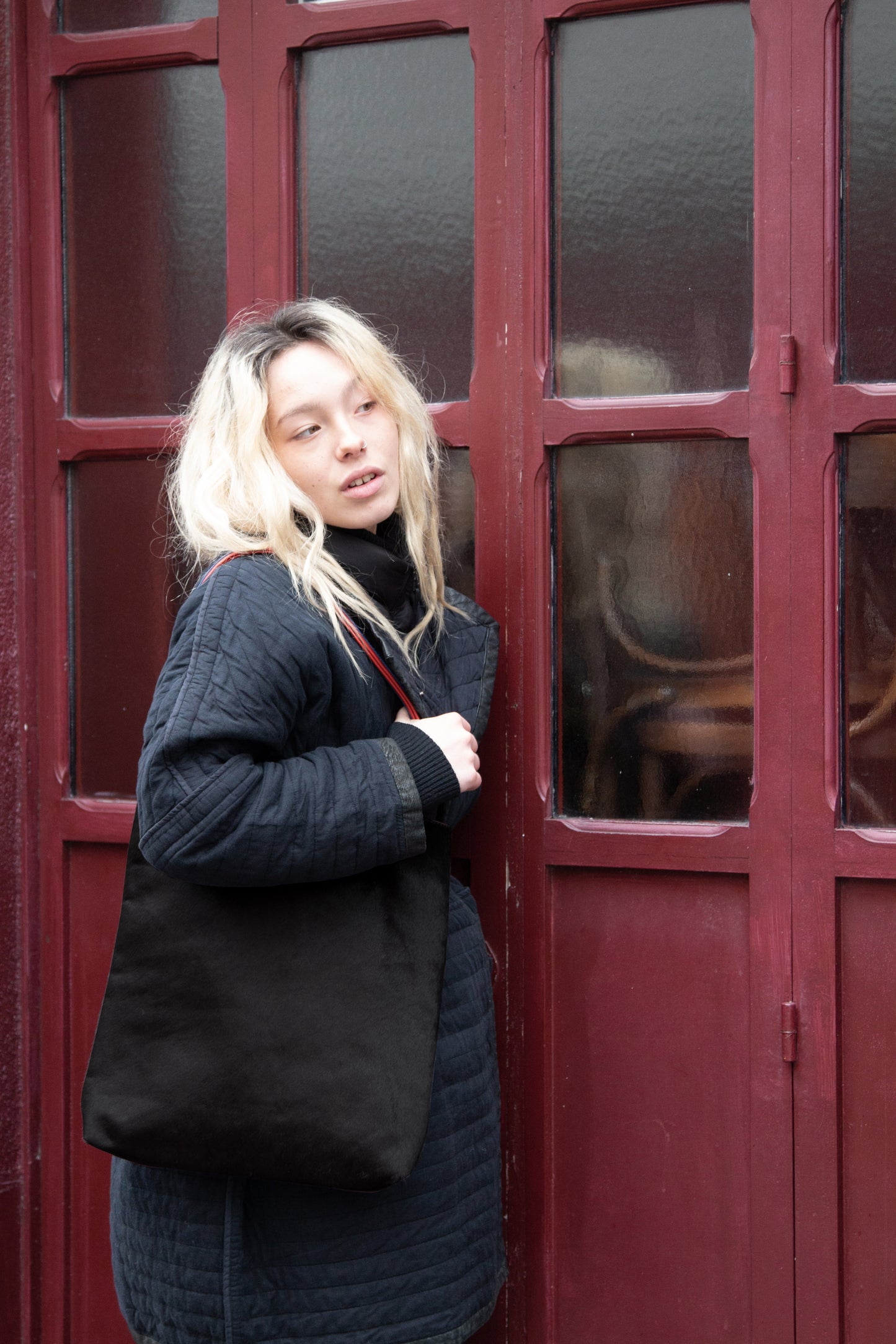 tote bag Black Hairon (rouge/bleu)