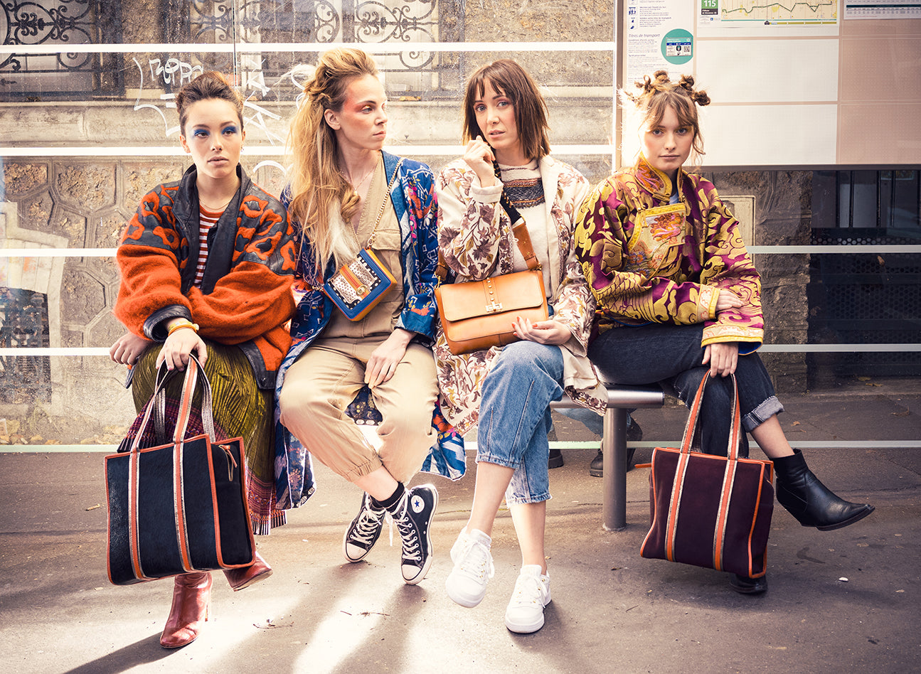 cabas peau de vachette et d'agneau bordeaux