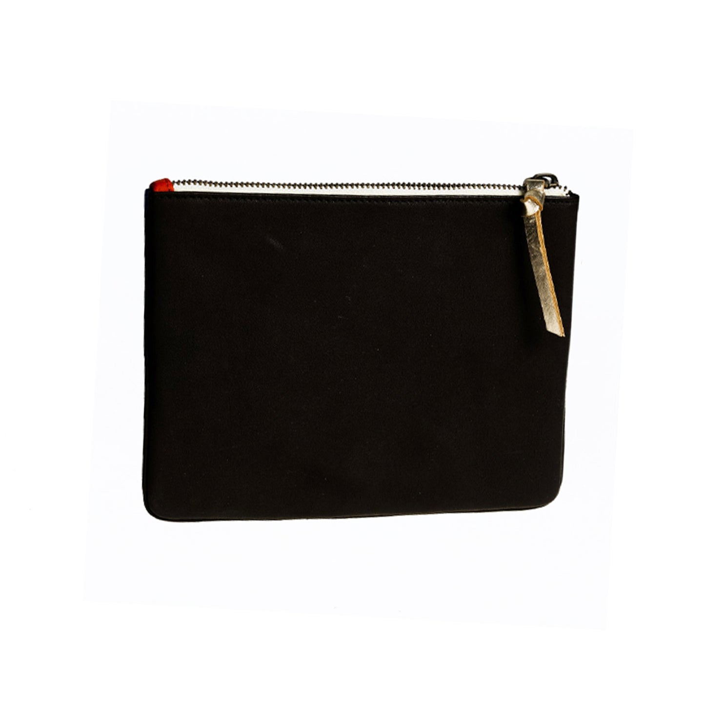 Pochette bleu et jaune en cuir tressé main