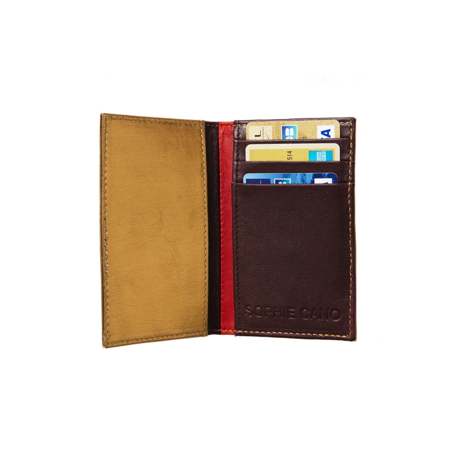 Porte cartes en cuir napa d'agneau couleur vieil or perforé