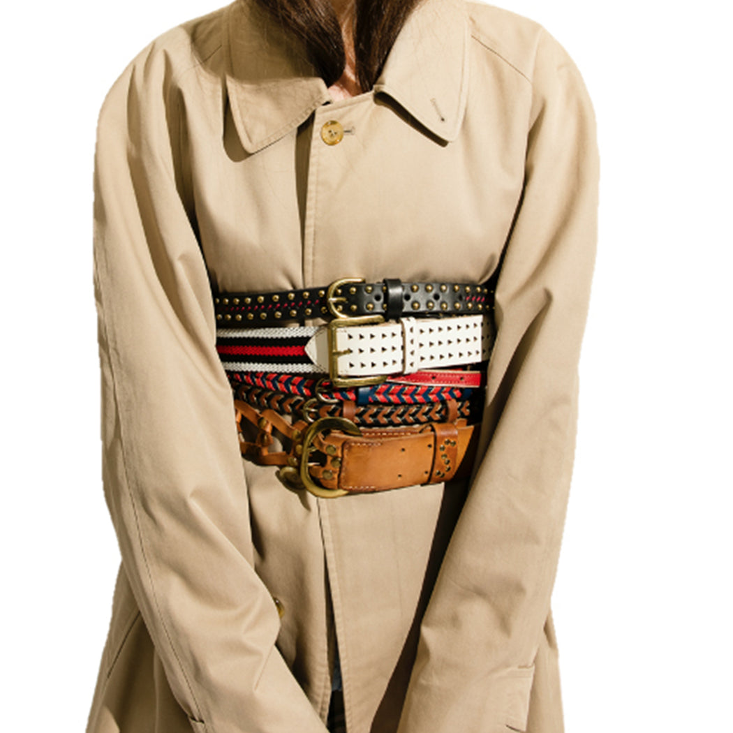 Ceinture en cuir de vachette tressé et fil lurex doré