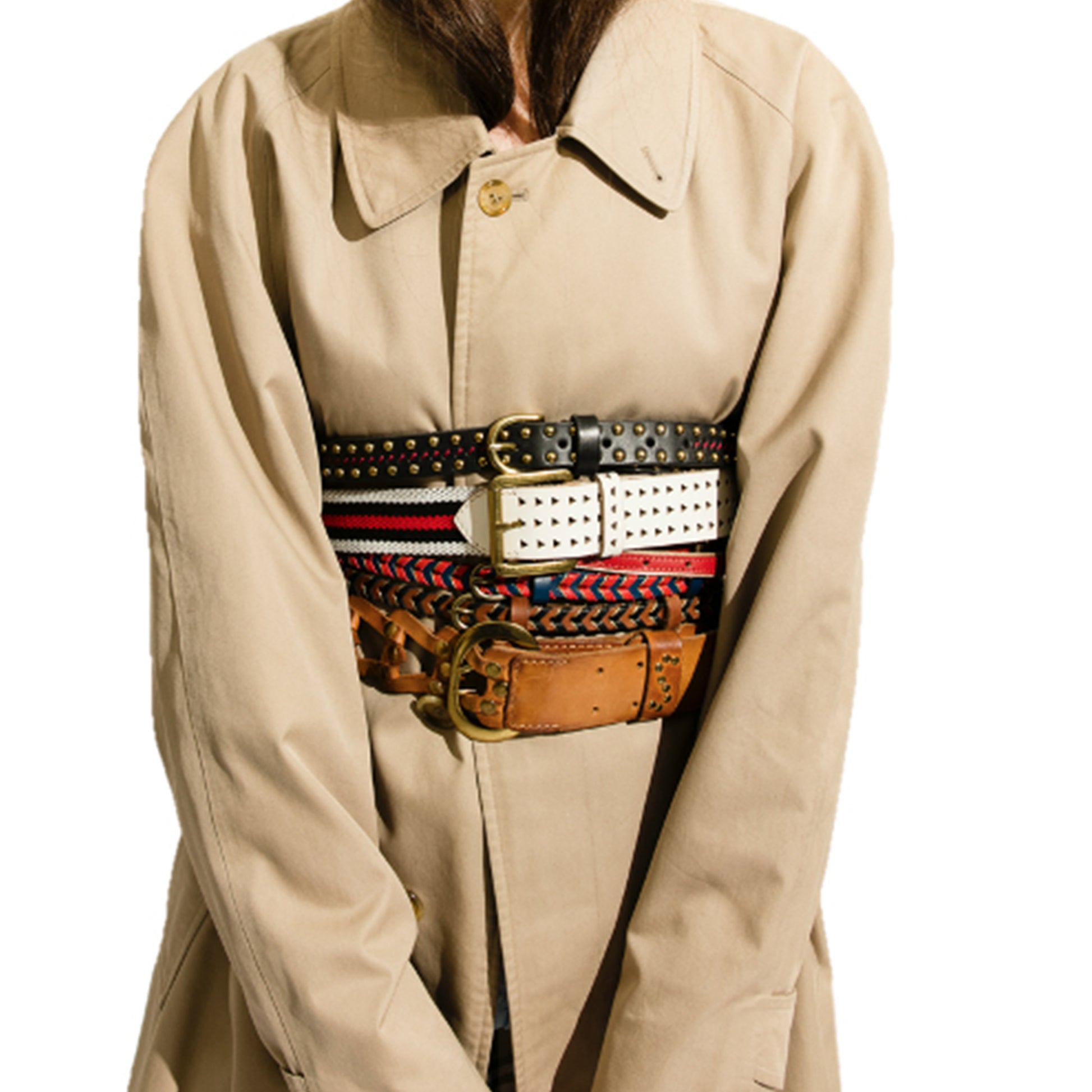 Ceinture en cuir de vachette tressé et fil lurex doré