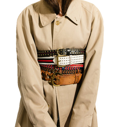 Ceinture en cuir de vachette tressé et fil lurex doré