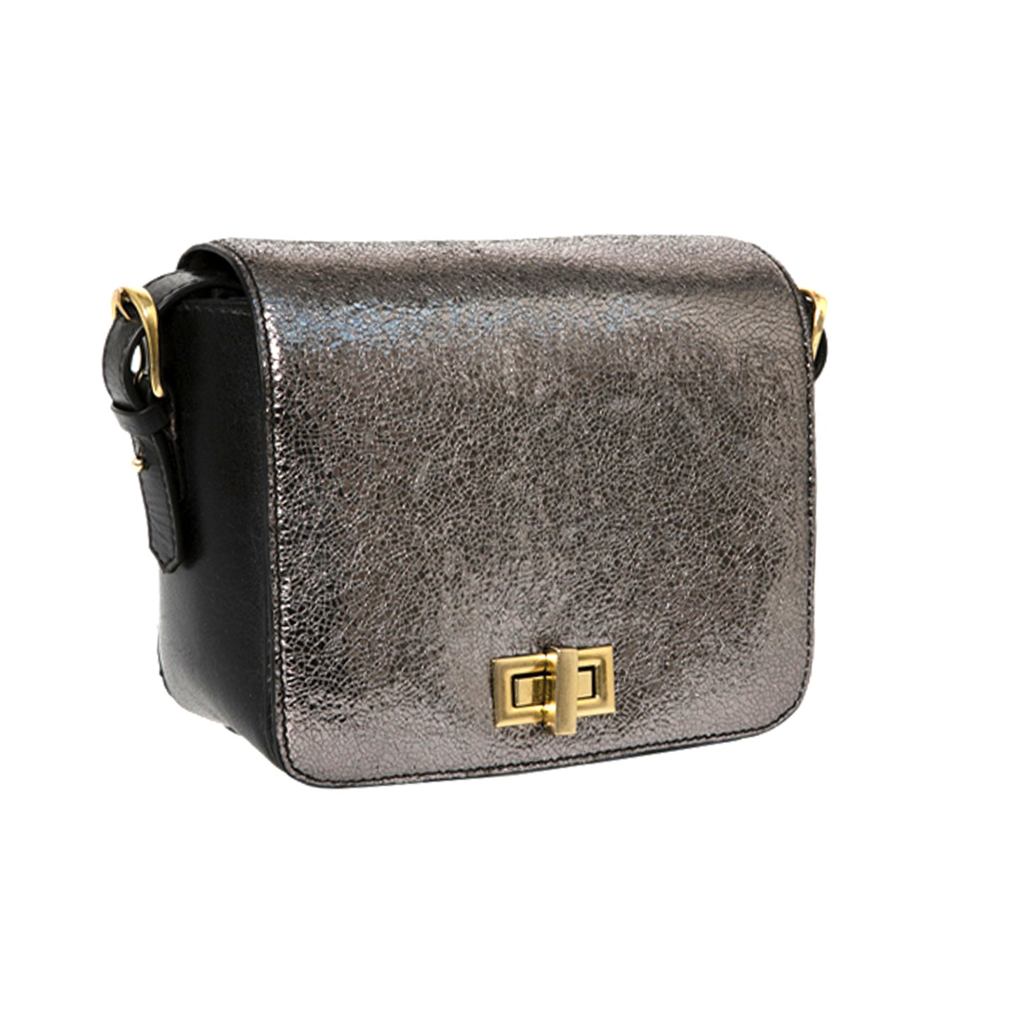 sac bandoulière cuir gris métal