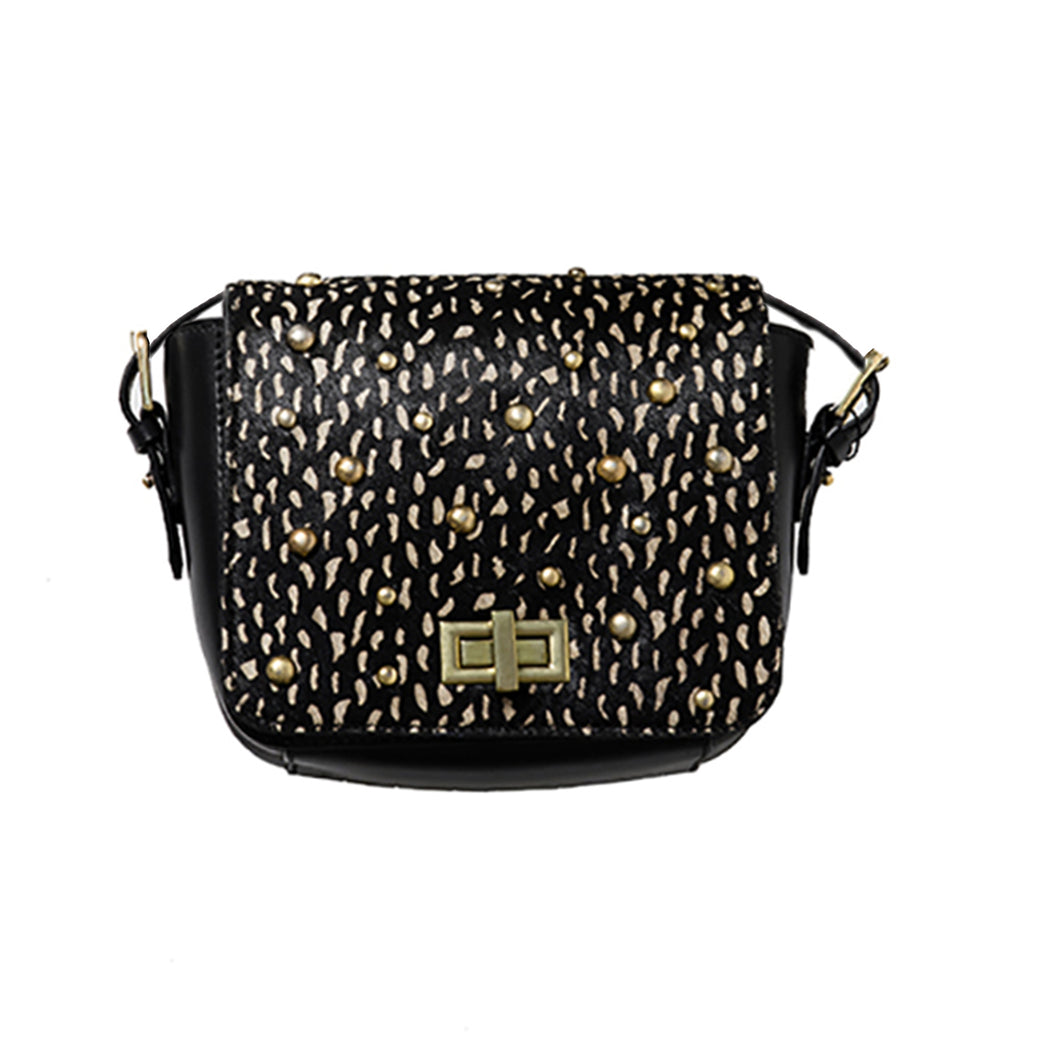 sac bandoulière cuir imprimé clous