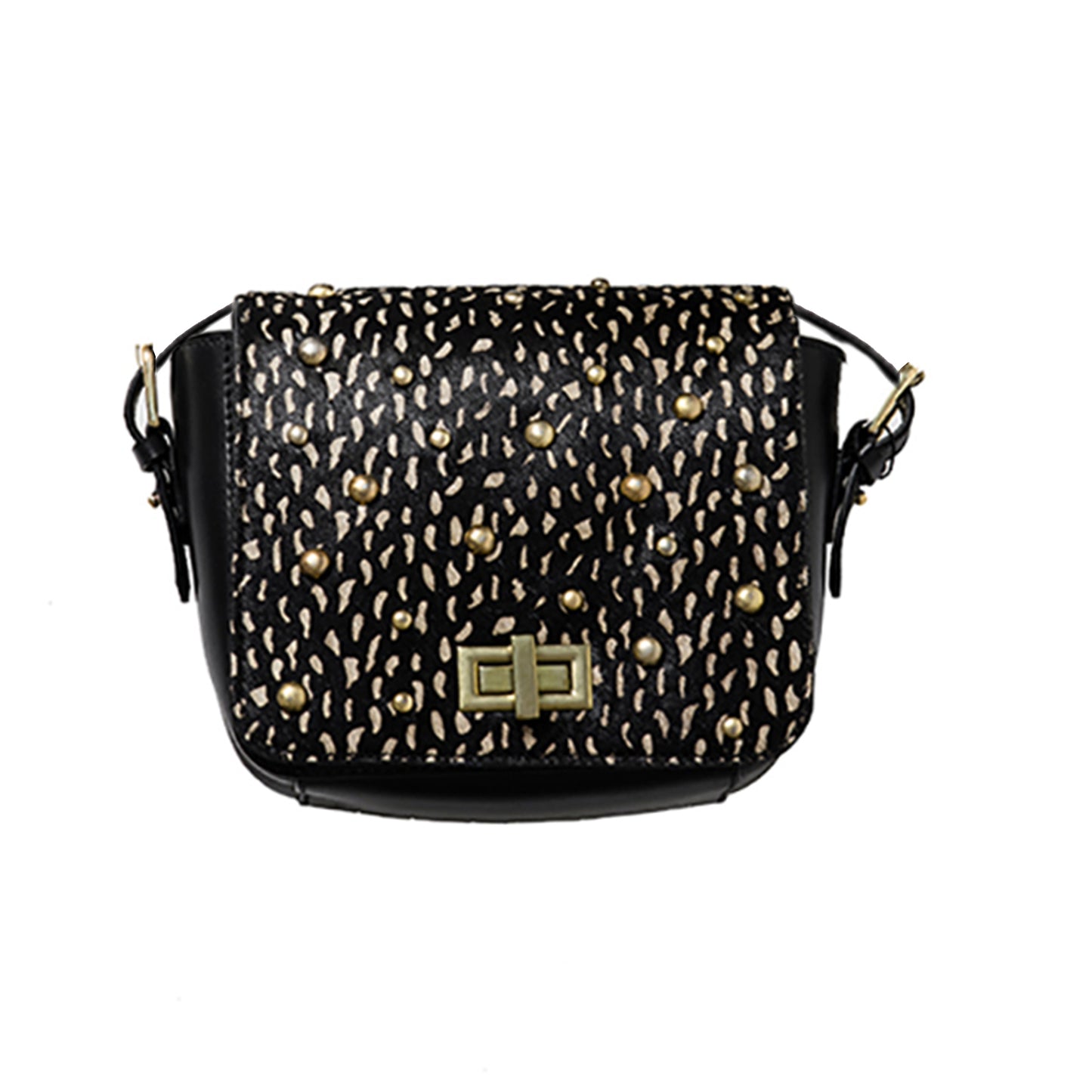 sac bandoulière cuir imprimé clous