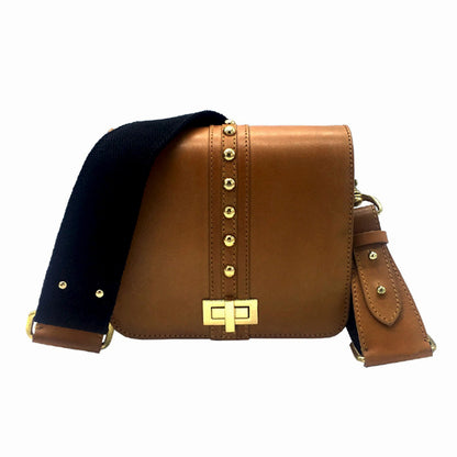 sac bandoulière cuir lisse camel