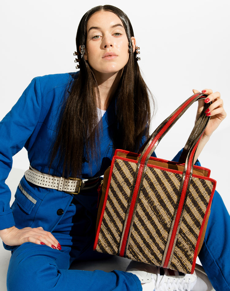 Sac en jute tissé à la main et fil de lurex