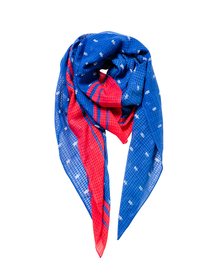 Foulard 100% coton bleu autobahn