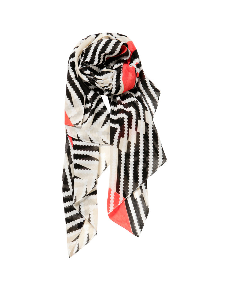 Foulard en voile 100% Cotton rouge et noir