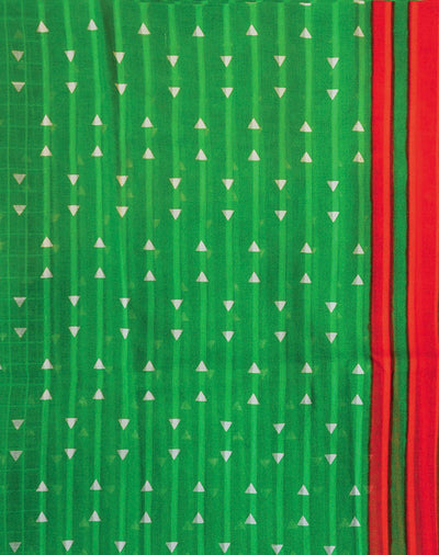 Foulard 100% coton triangle vert bande rouge