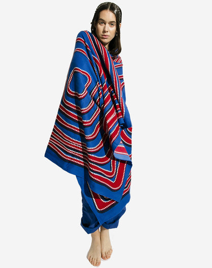 Fouta 100% Cotton bleu et rouge