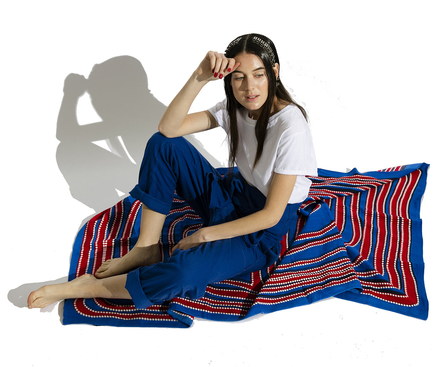 Fouta 100% Cotton bleu et rouge