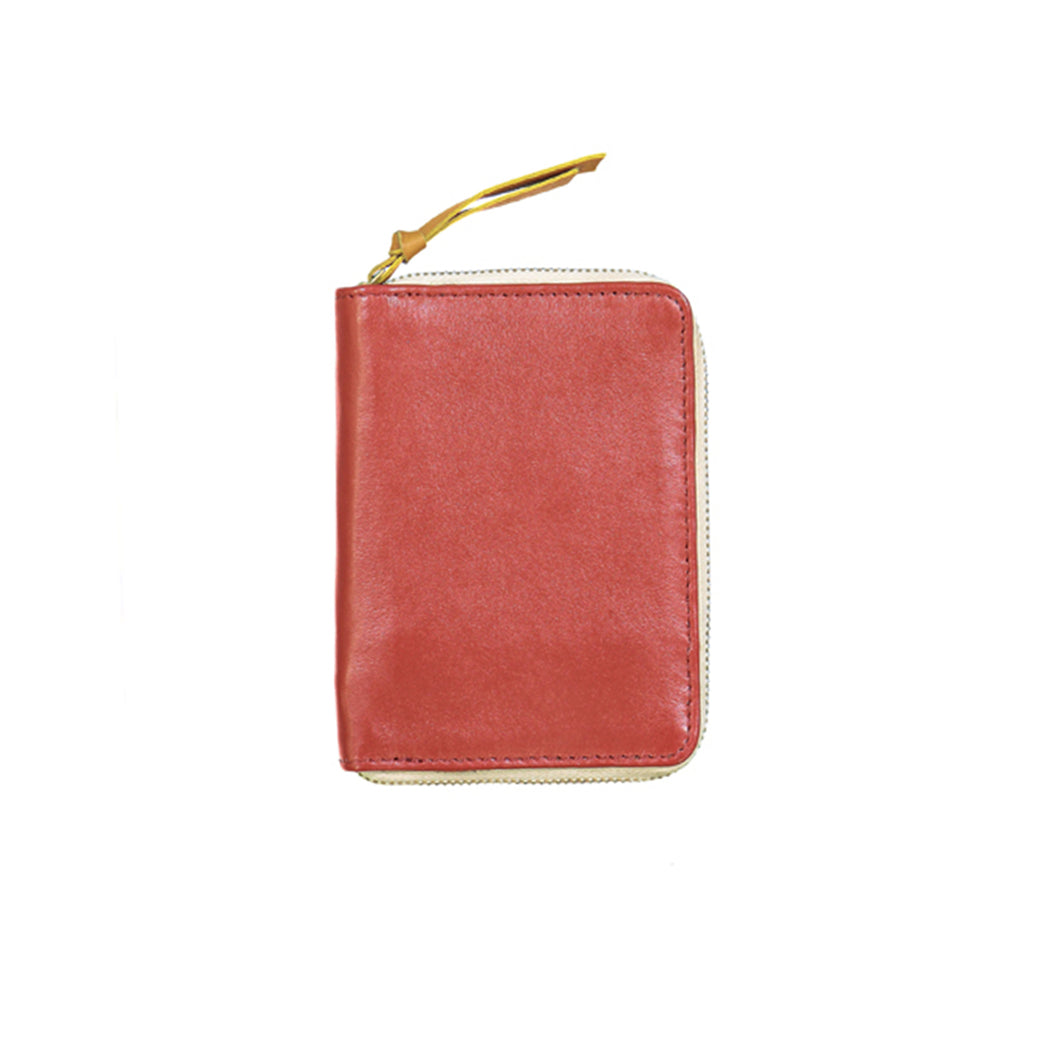 Portefeuille en cuir napa de veau lisse rouge