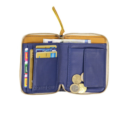 Portefeuille en cuir napa de veau lisse rouge