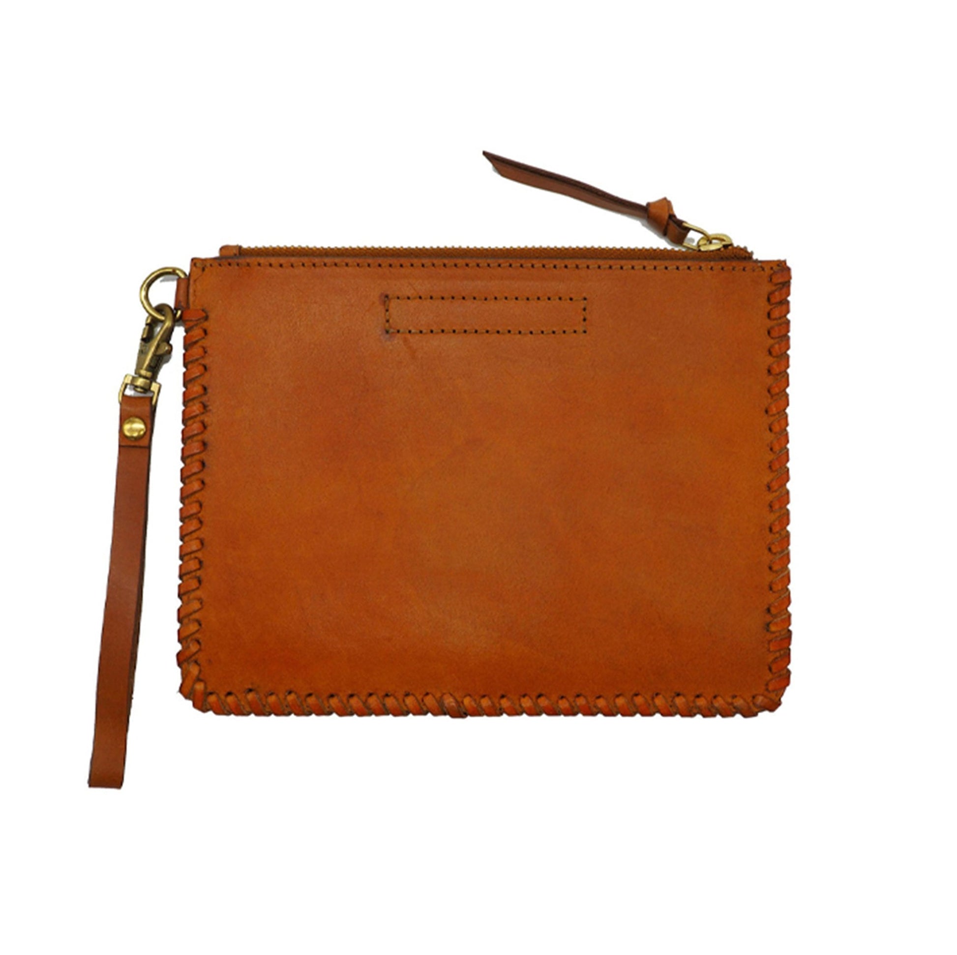 pochette cuir embossée cognac 