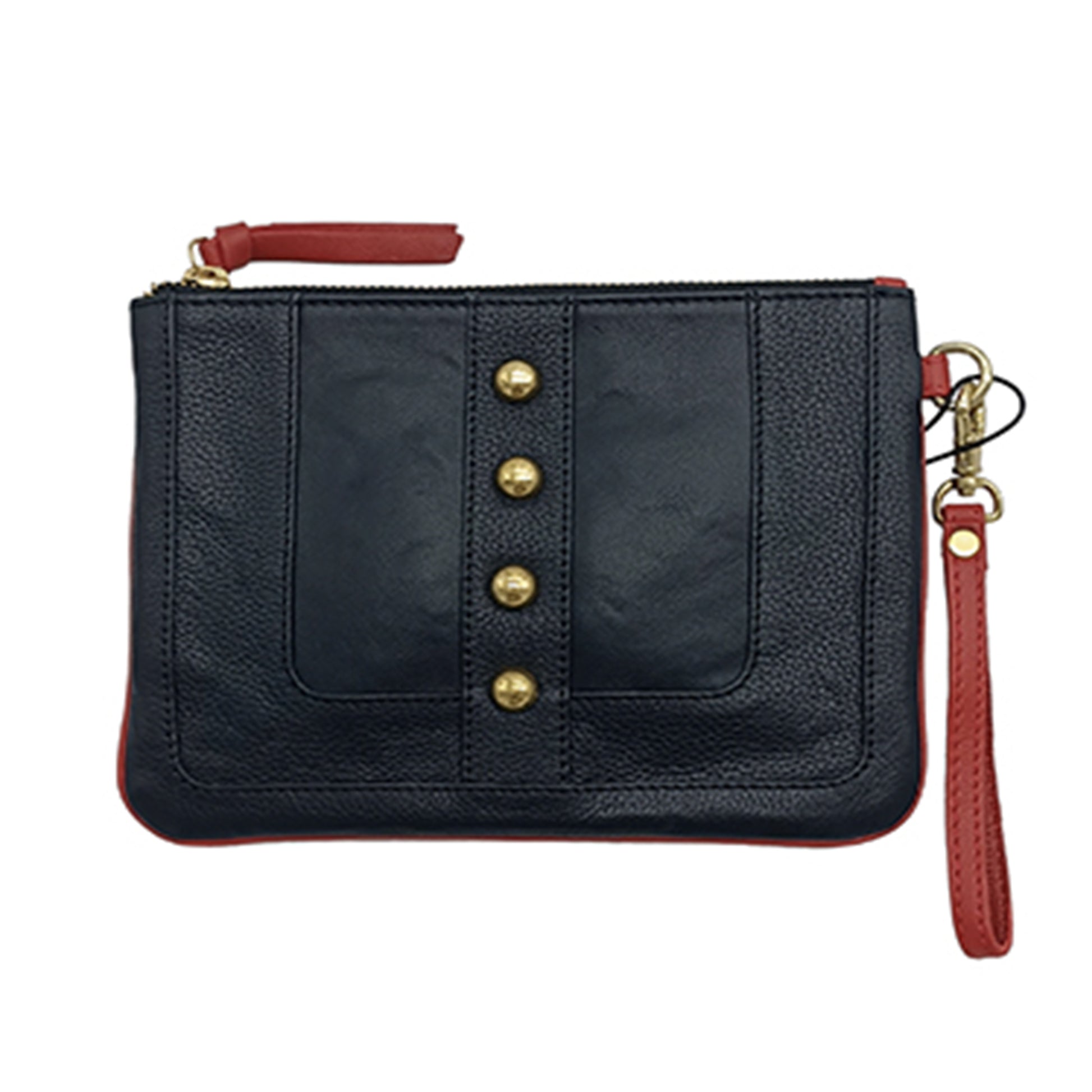 pochette cuir noir et clou 