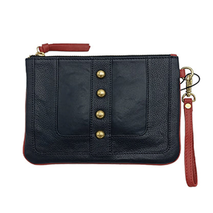 pochette cuir noir et clou 