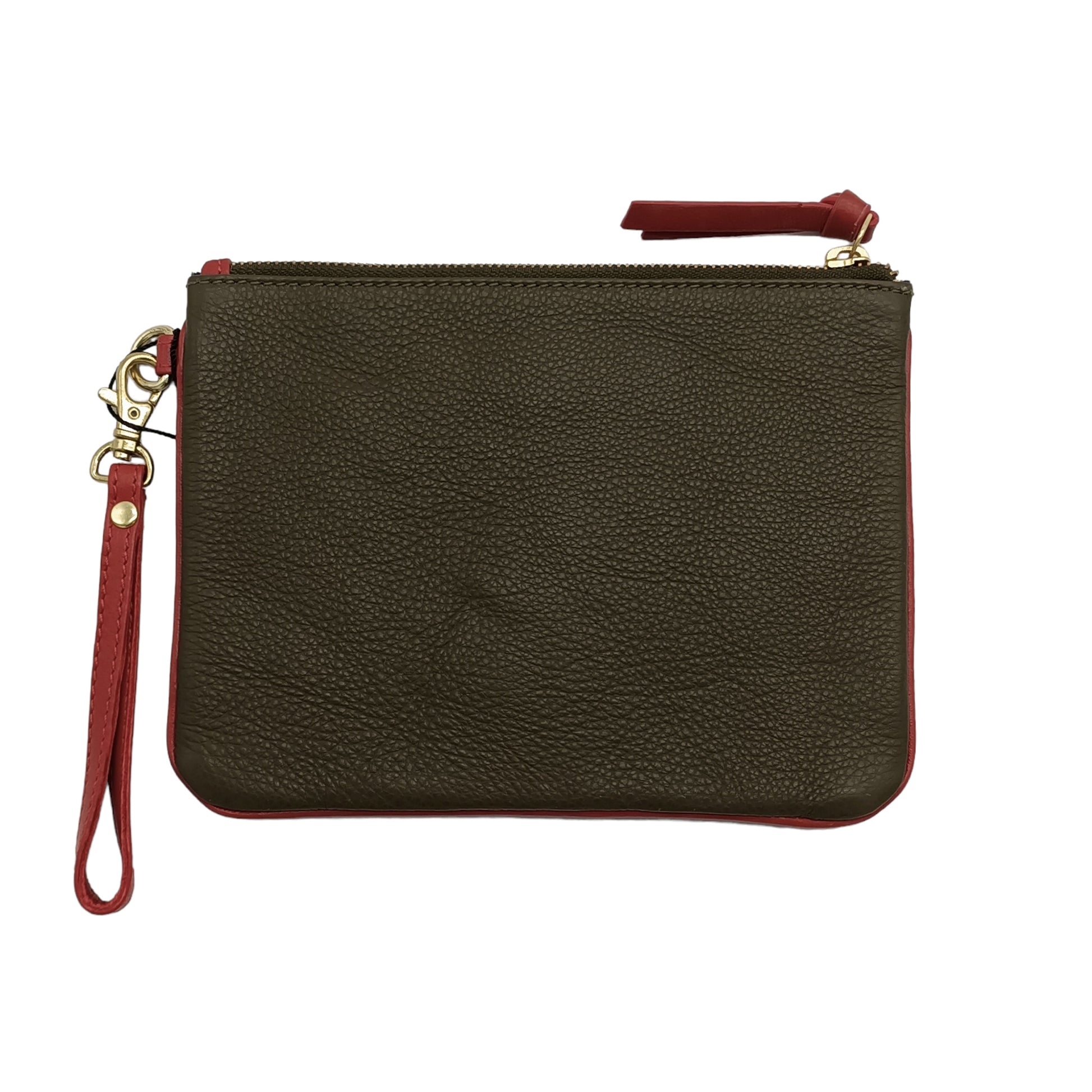 pochette cuir kaki et clou 