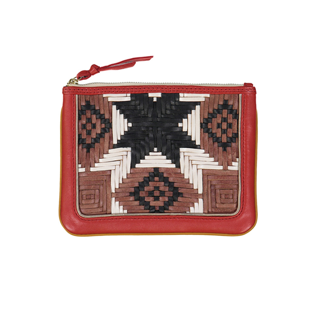 pochette cuir tressé à motif