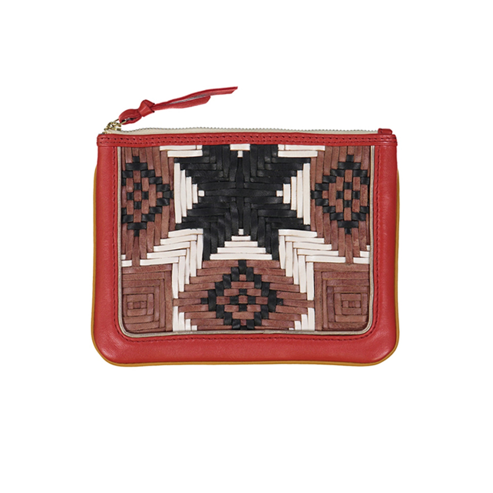 pochette cuir tressé à motif