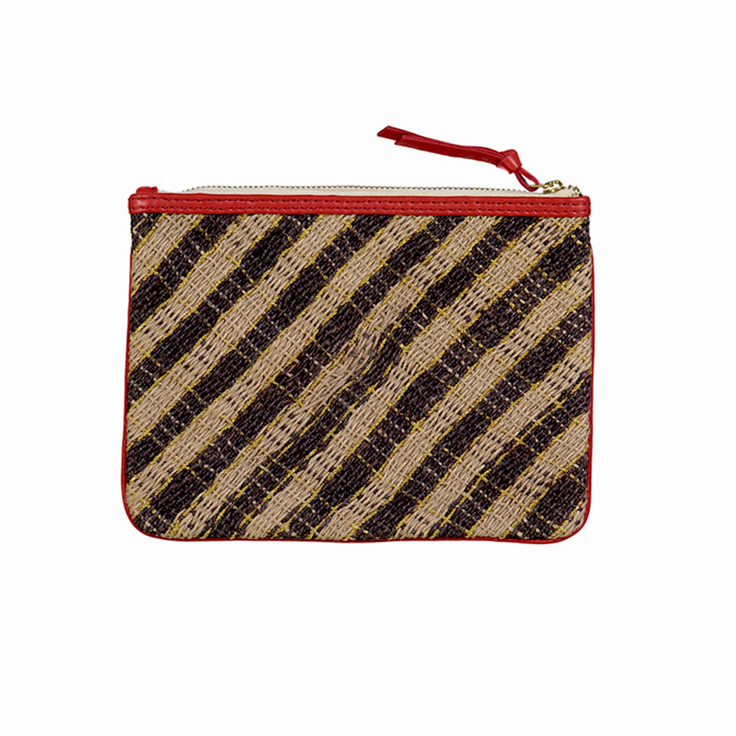 pochette toile de jute cuir 