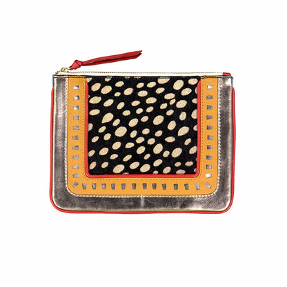 pochette cuir imprimé et perforé