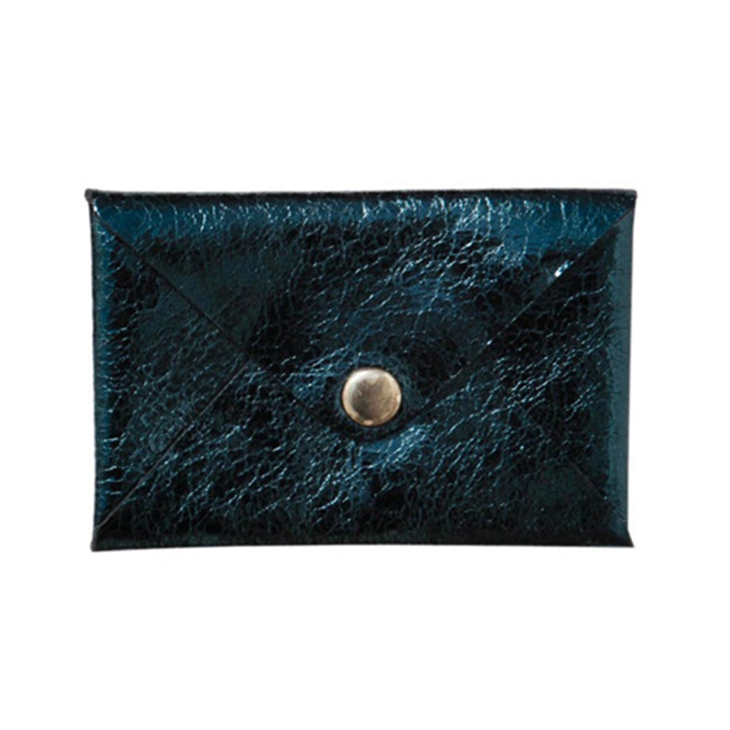 Porte cartes de visite en cuir peacock effet craquelé