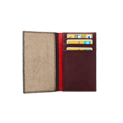 Porte cartes en cuir napa d'agneau métal craquelé