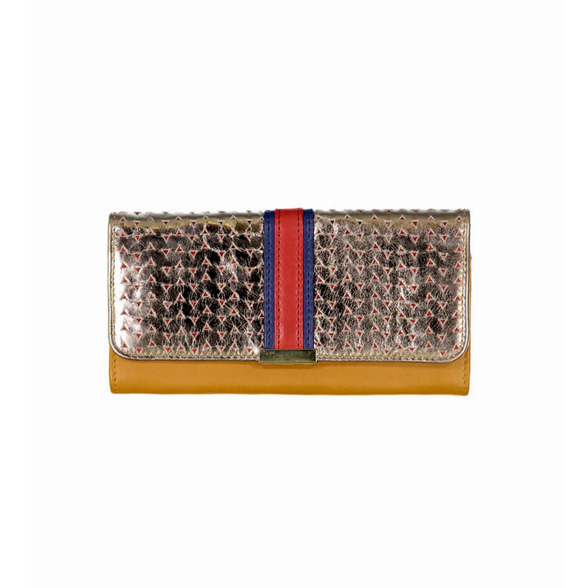 Portefeuille en cuir napa d'agneau et cuir de vachette perforé 