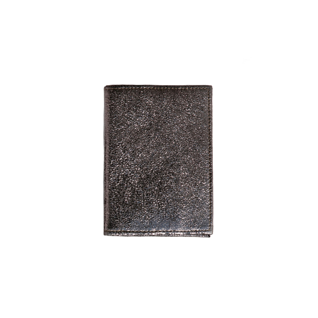 Porte Passeport en cuir napa d'agneau metal craquelé