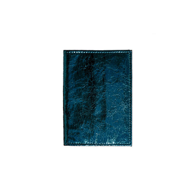 Porte Passeport en cuir bleu pétrole effet craquelé