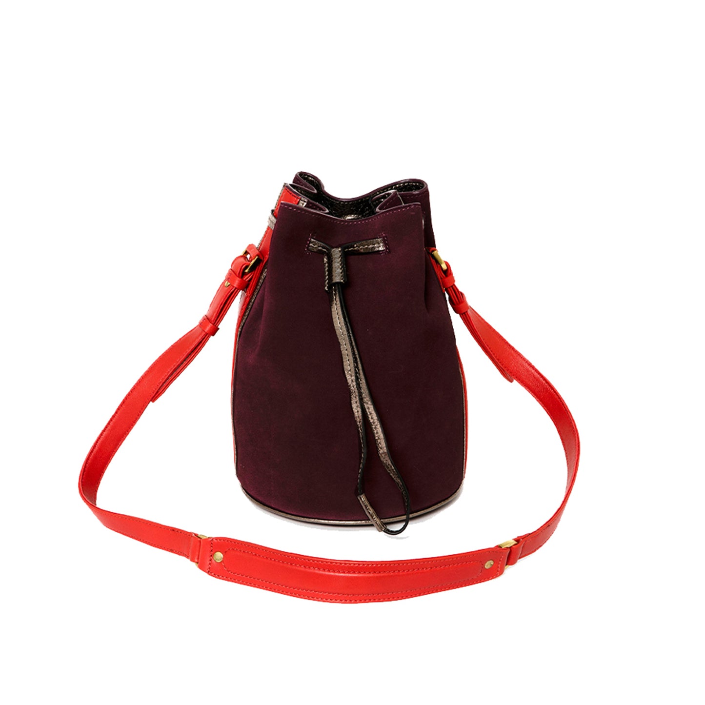 Sac sceau en cuir d'agneau et suede bordeaux