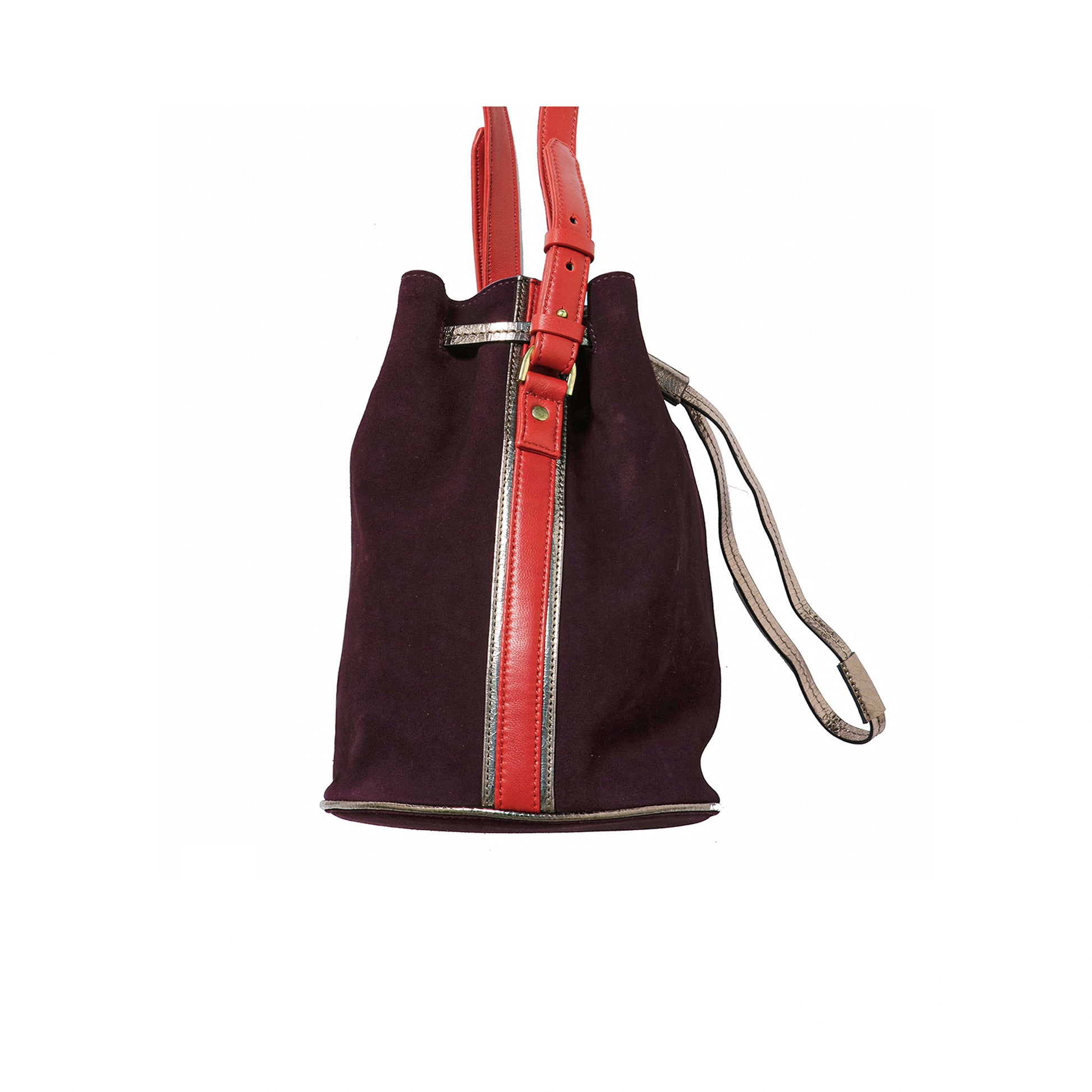 Sac sceau en cuir d'agneau et suede bordeaux