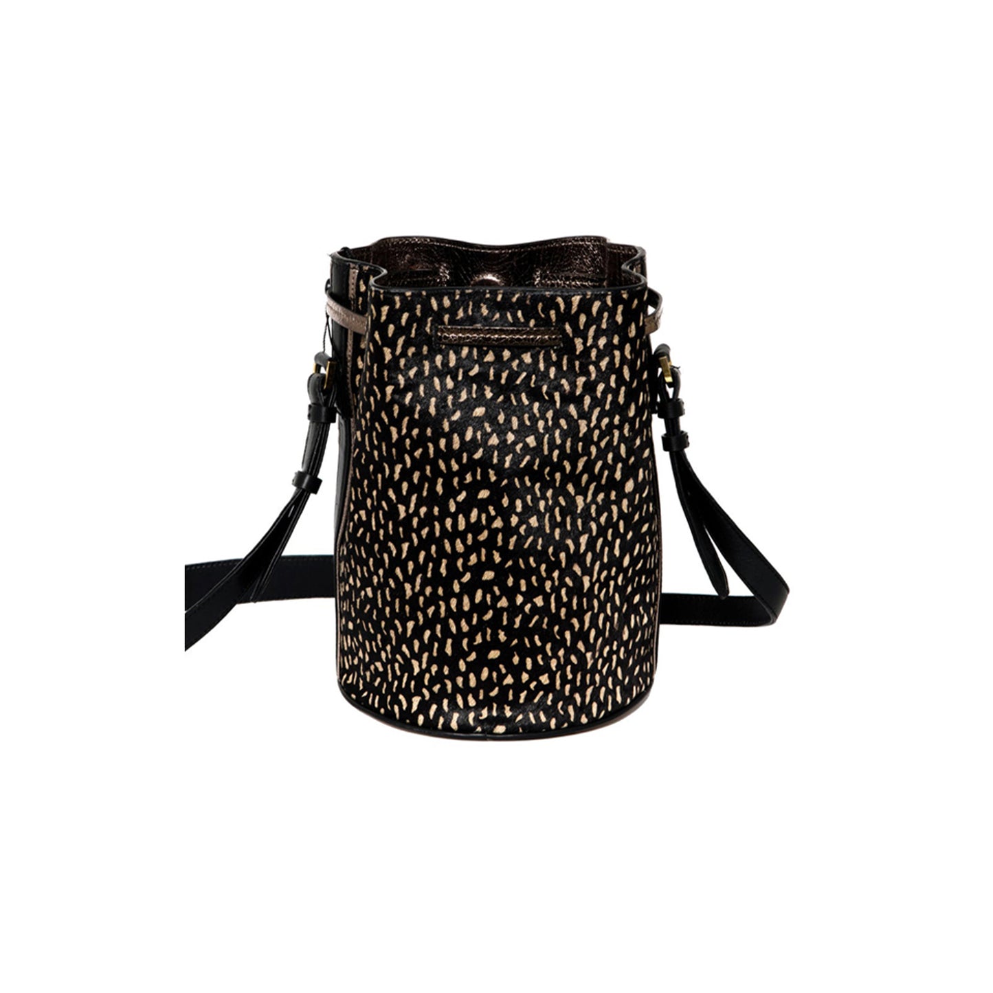 Sac sceau en cuir de vachette imprimé noir et blanc