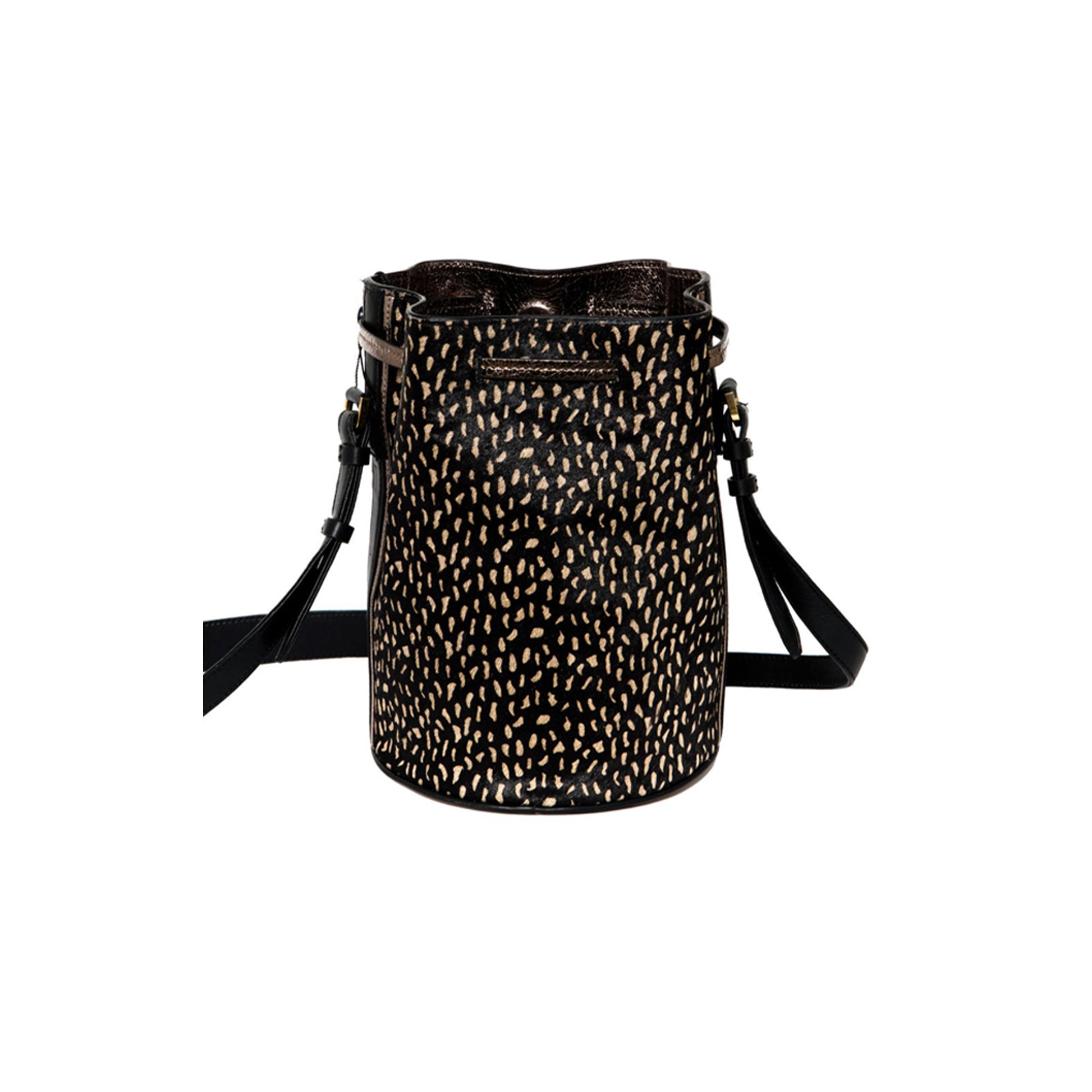 Sac sceau en cuir de vachette imprimé noir et blanc