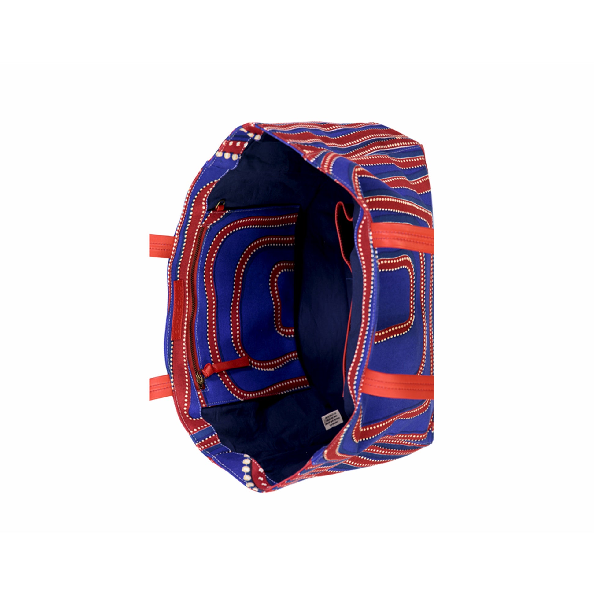 sac de course coton bleu rouge motif aborigène