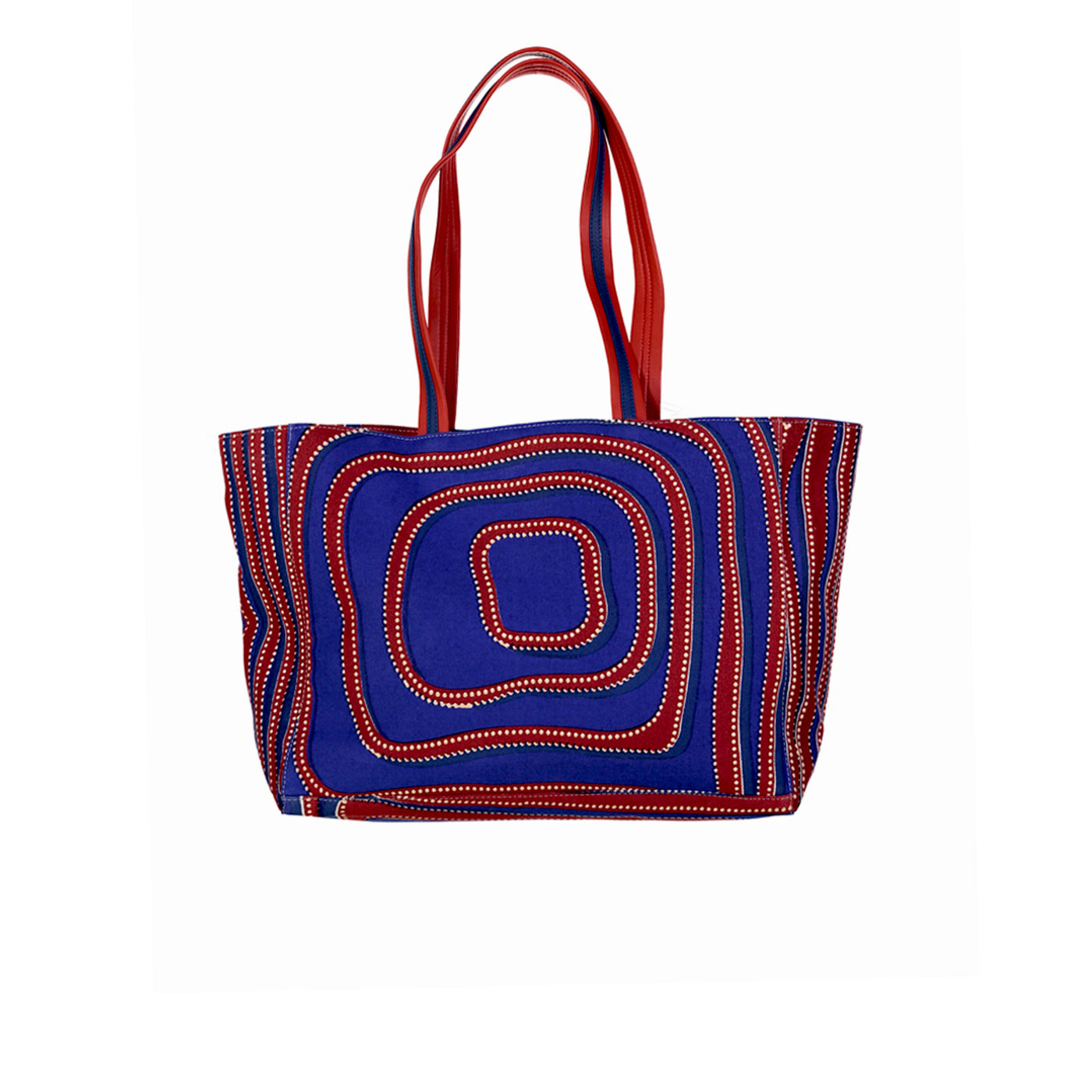 sac de course coton bleu rouge motif aborigène