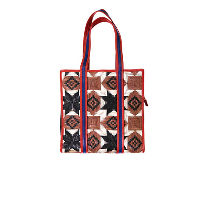 cabas en cuir tressé anse cuir