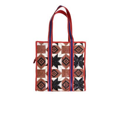 cabas en cuir tressé anse cuir