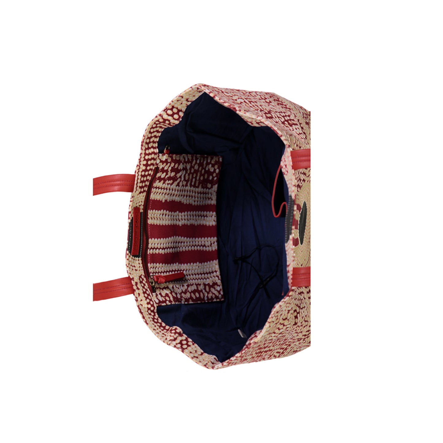 sac de course coton rouge et blanc motif chemin