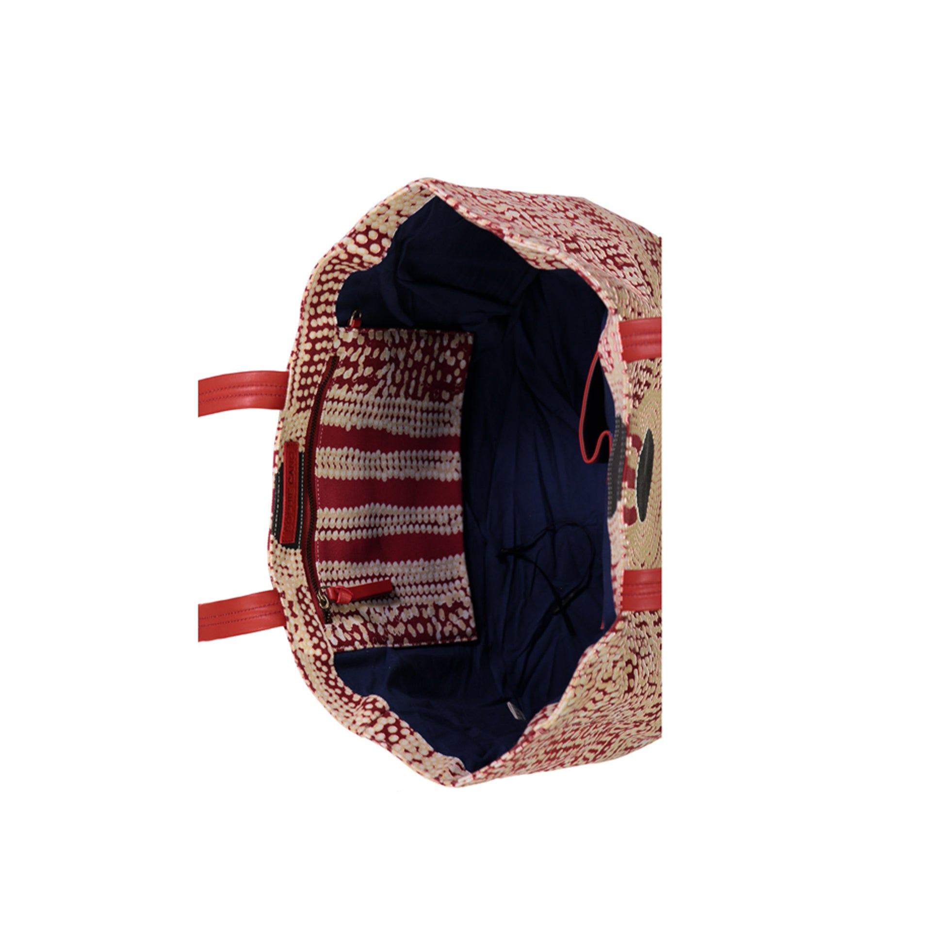 sac de course coton rouge et blanc motif chemin