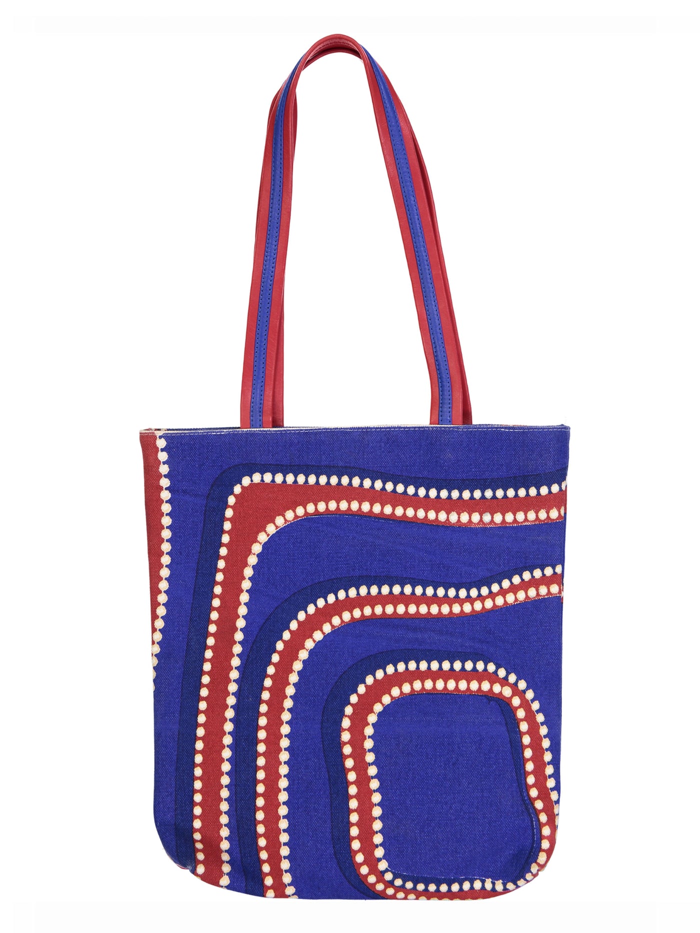 tote bag coton bleu rouge motif aborigène