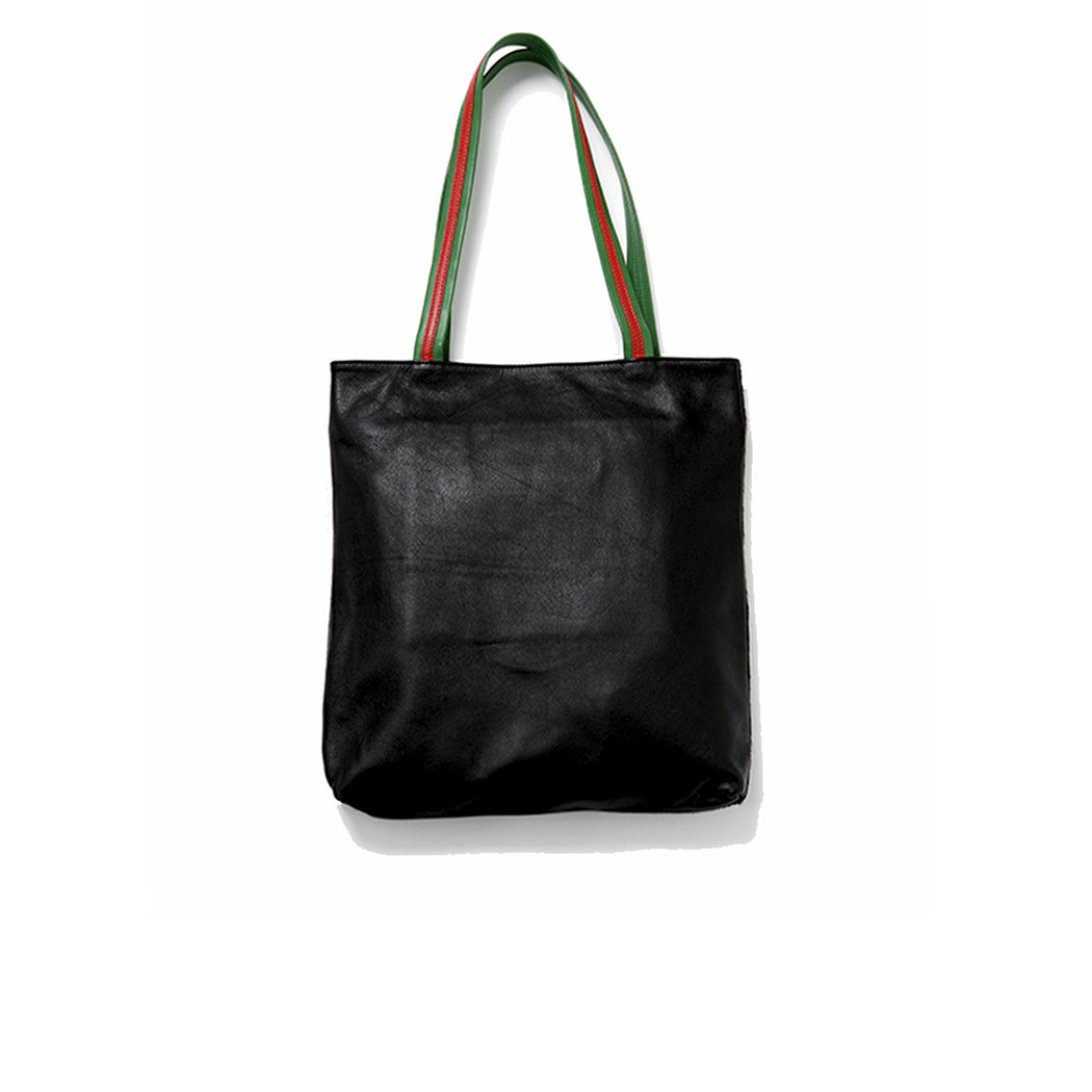 tote bag noir cuir lisse et à poil