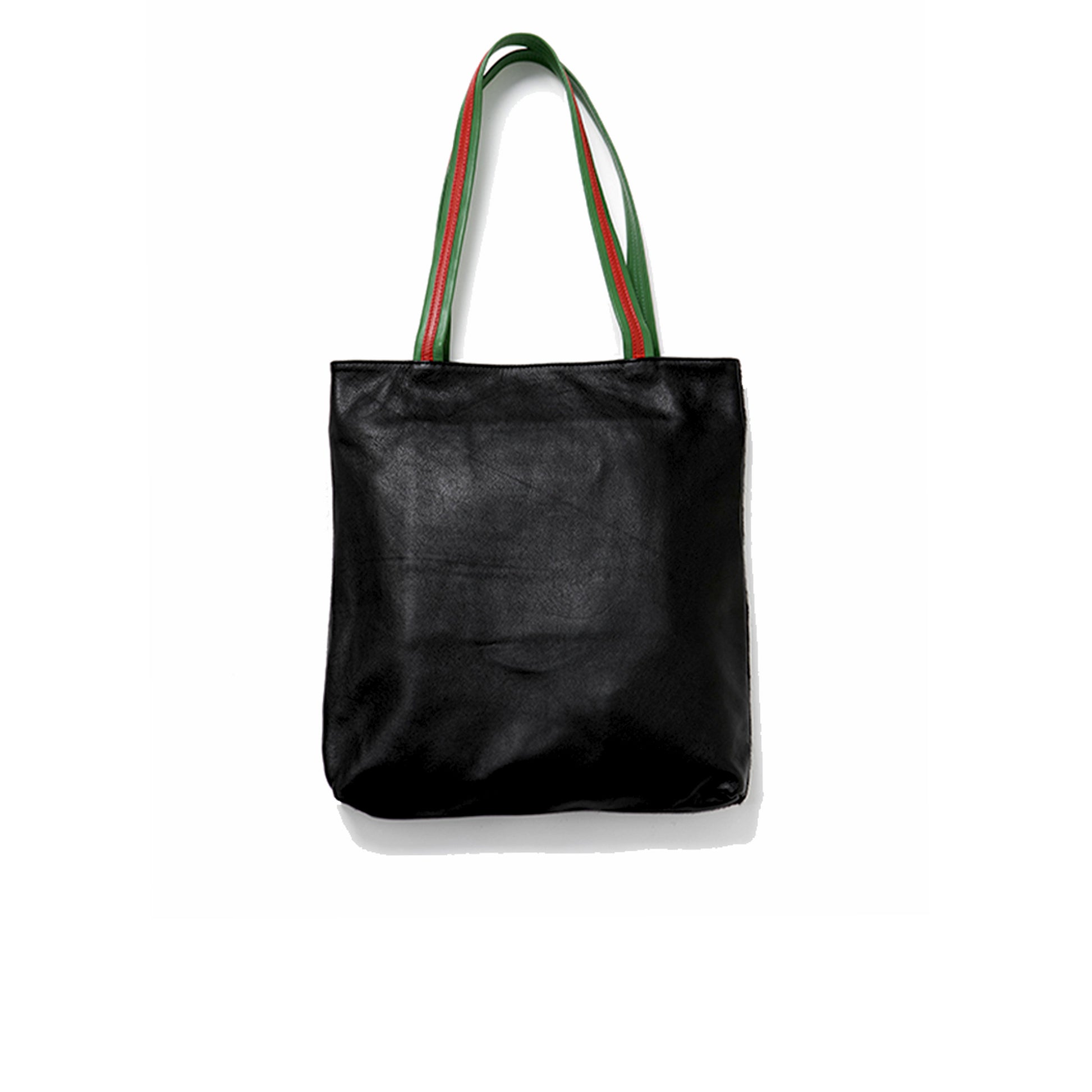 tote bag noir cuir lisse et à poil