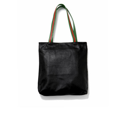 tote bag noir cuir lisse et à poil