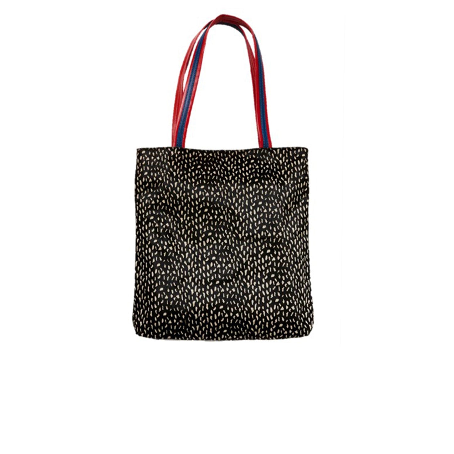 tote bag cuir imprimé et cuir lisse noir
