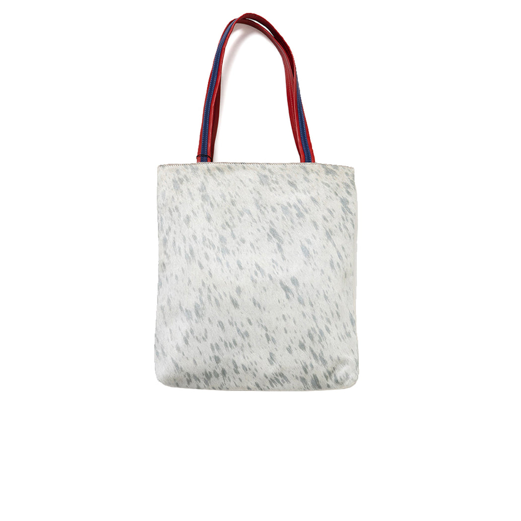 tote bag cuir blanc à poil tacheté