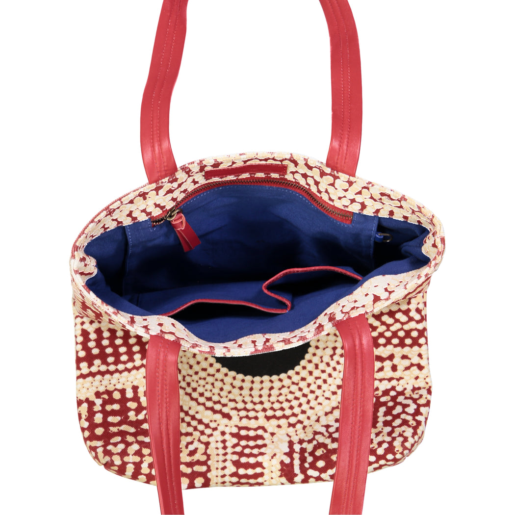 tote bag coton imprimé anses en cuir