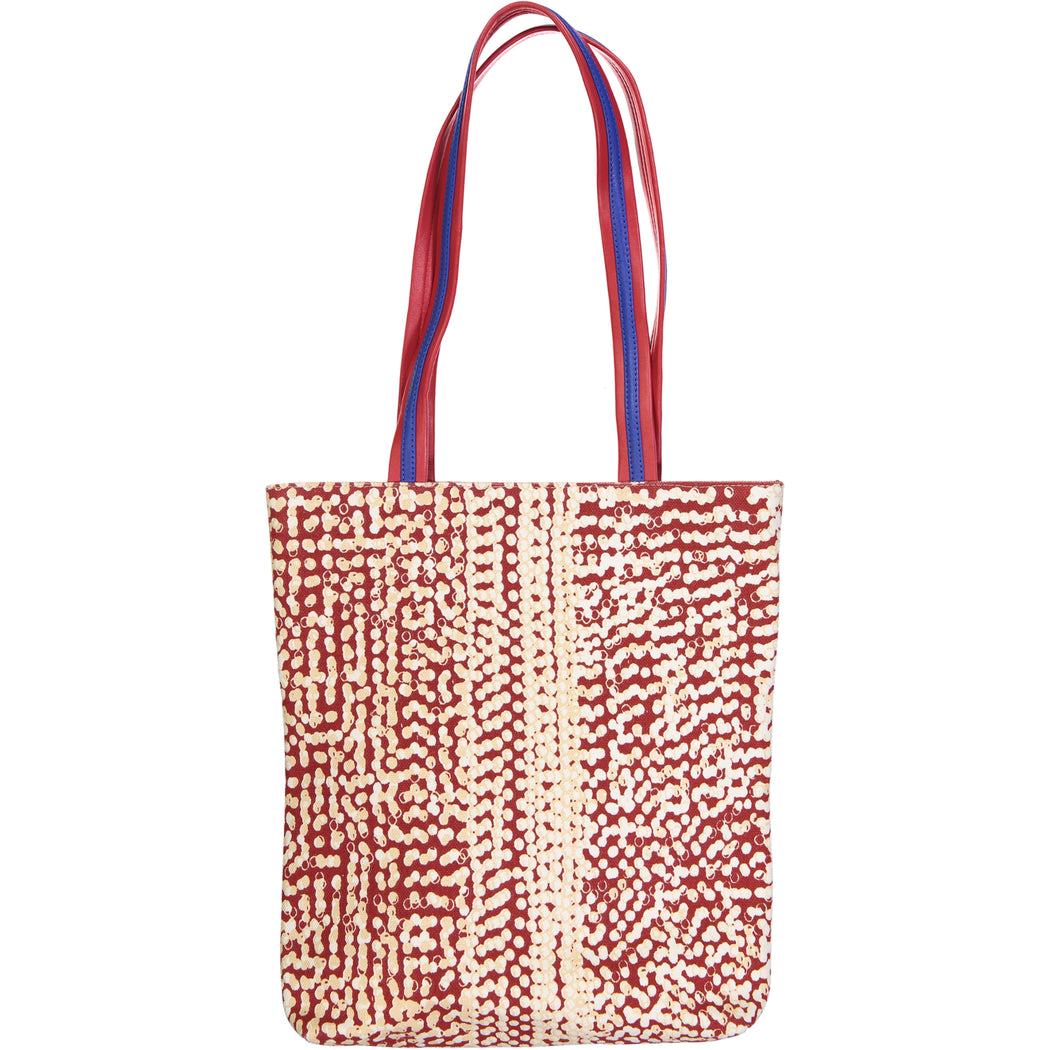 tote bag coton imprimé anses en cuir